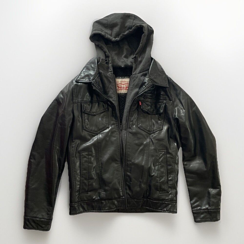 Levi's Strauss & Co Men's Faux Leather Sherpa Lined Aviator Bomber Jacket size S